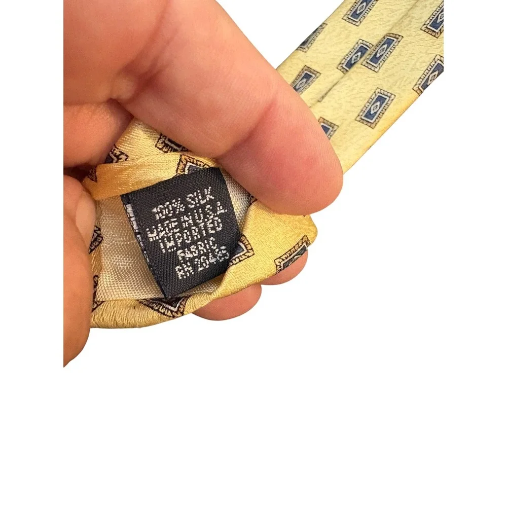 Stafford Men's Silk Tie Yellow Geometric Diamond Print 60